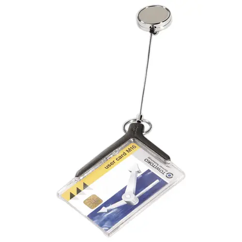 10 Porte-carte 1 carte de luxe avec enrouleur chromé DURABLE