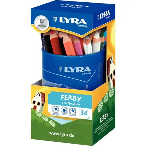 Crayon de couleur gros module LYRA - mine 6,3mm - coloris assortis - lot de 36