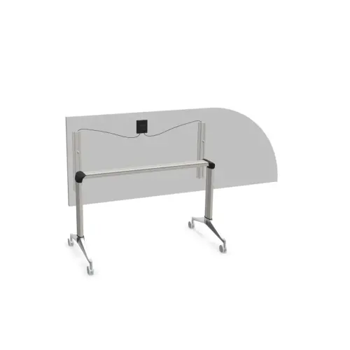 Table rabattable avec roulettes - 190 x 70 cm - Blanc et alu - Angle à droite