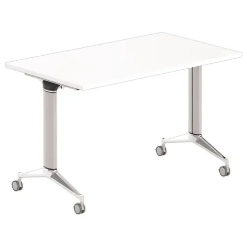 Table rabattable 120x70 blanc/alu mont&eacute;e 