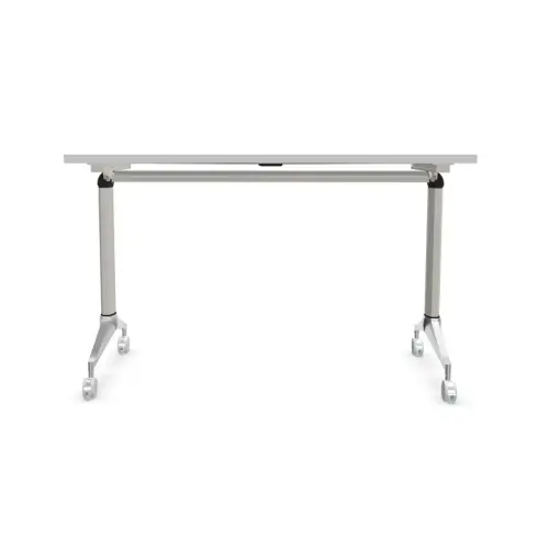 Table rabattable 120x70 blanc/alu mont&eacute;e 