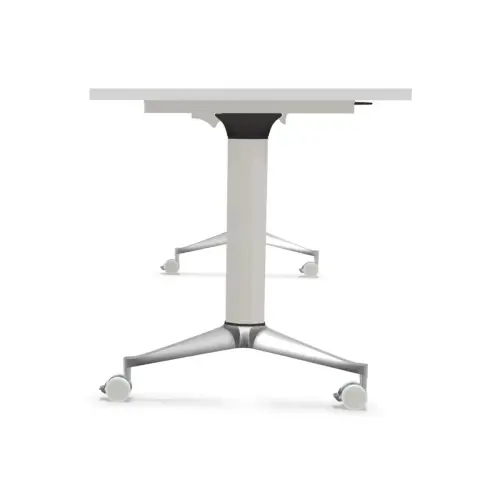 Table rabattable 150x70 blanc/alu mont&eacute;e 