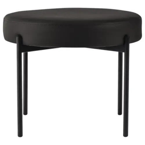 Pouf Rond GAIA D37 pieds noirs simili cuir mont&eacute; 