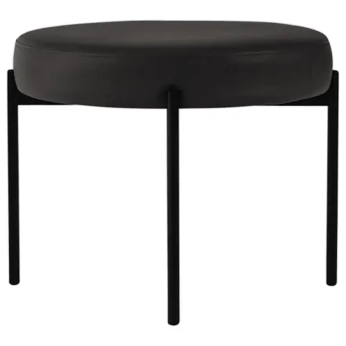 Pouf Rond GAIA D37 pieds noirs simili cuir mont&eacute; 