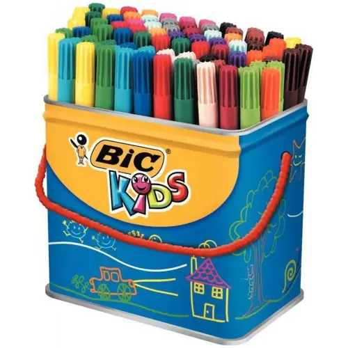 Feutre de coloriage BIC VISA pointe fine - encre lavable - coloris assortis - lot de 84 