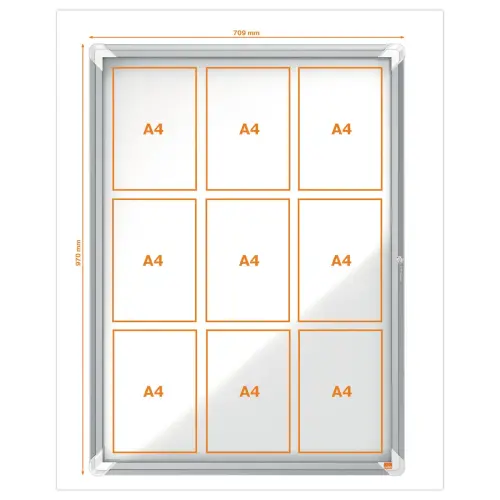 Vitrine d'ext&eacute;rieur magn&eacute;tique Premium Plus  - 9 x A4 - NOBO 