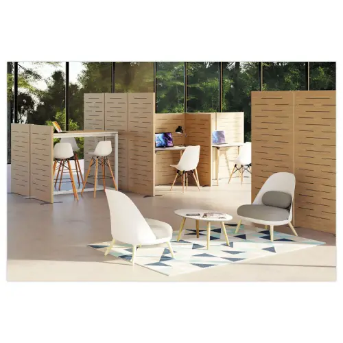 Cloison acoustique Hêtre H140cm montée