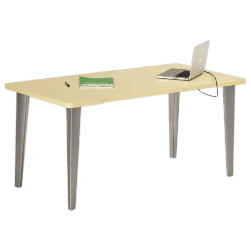 Bureau BORDEAUX 160 x 80 ch&ecirc;ne clair -pieds aluminium mont&eacute; 