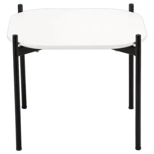 Table basse MEET 50 x 50 Blanc pieds noirs montée