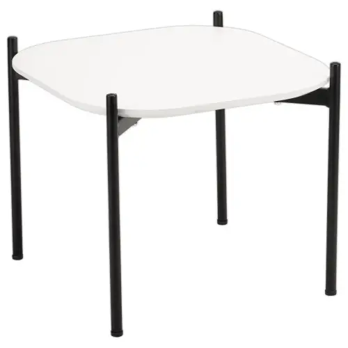 Table basse MEET 50 x 50 Blanc pieds noirs montée