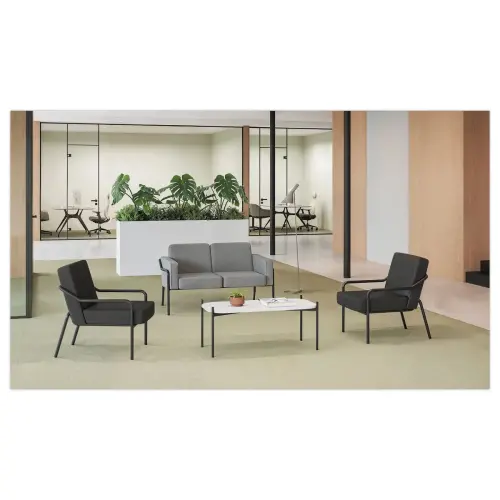 Table basse MEET 50 x 50 Blanc pieds noirs montée