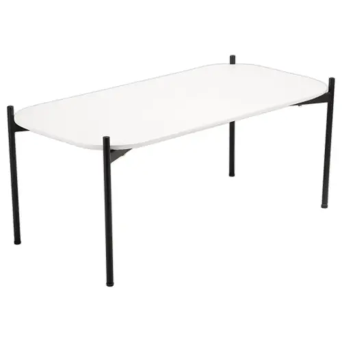 Table basse MEET 100 x 50 Blanc pieds noirs montée