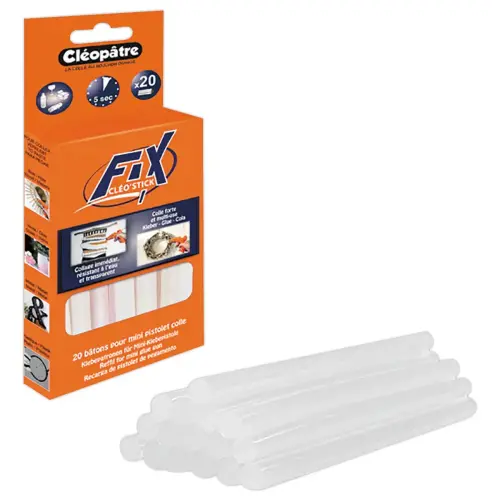 Colle en bâton transparente Ø7 mm Cléopâtre pour pistolet - lot de 20