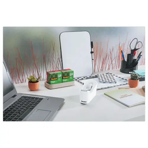 Dévidoir scotch blanc + 1 rouleau Scotch Magic tape 19mm x 33m