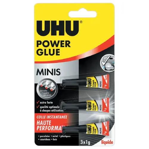 3 tubes de colle liquide super puissante UHU (3 x 1g)