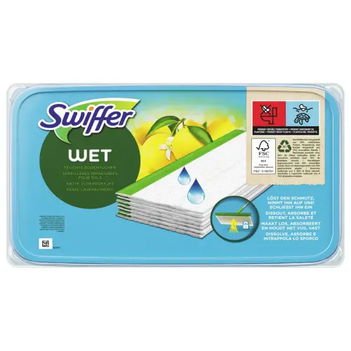 Lingettes nettoyantes humides Swiffer x10 pour balai ref 135152 