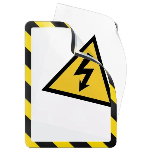 2 Pochettes d'affichage magnétiques Security A4 Jaune/noir DJOIS