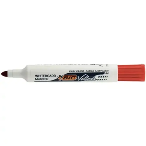 BIC Velleda 1711 Feutres pour Tableau Blanc Effaçables à Sec à Pointe Conique Moyenne - Rouge