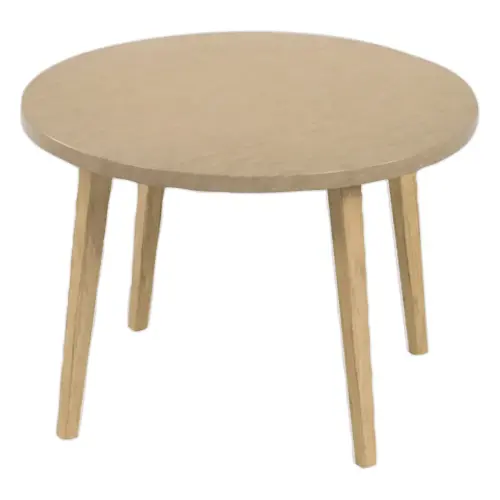 Table basse unie upcycl&eacute;e couleur camel mont&eacute;e 