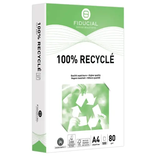 Feuilles de papier blanc - A4 - 100% recycl&eacute; - FIDUCIAL 