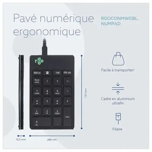 Pavé numérique filaire R-GO