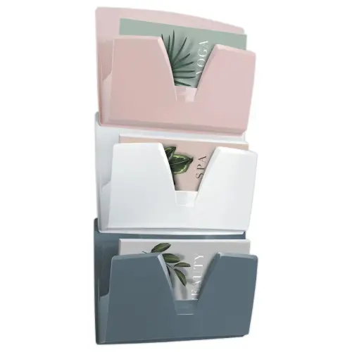 3 Corbeilles murales - Rose / Blanc / Gris - CEP