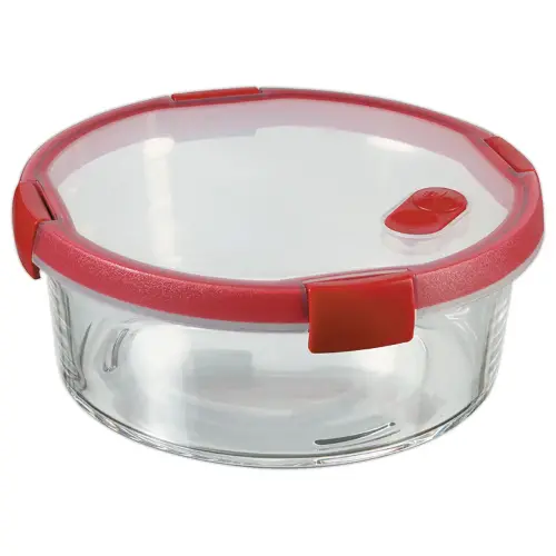 Bo&icirc;te alimentaire ronde - Verre - 1.2L - Rouge - CURVER 