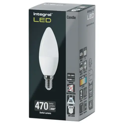 Ampoule LED flamme E14 4,9W 470LM 4000K opale