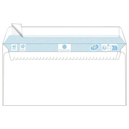 500 Enveloppes blanches recyclées 110 x 220 - 80 g - Bande siliconée - Fiducial