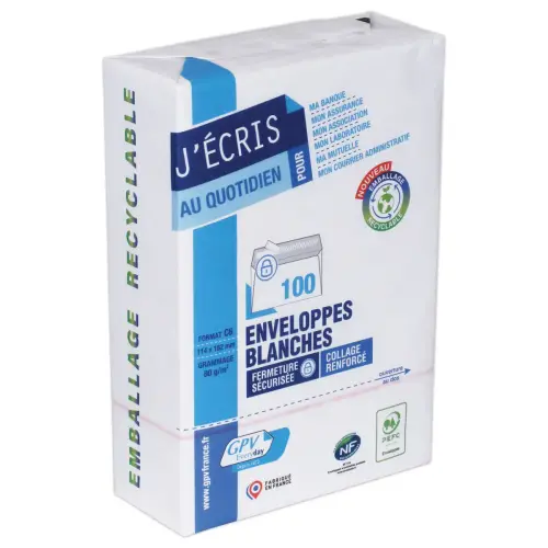 100 enveloppes blanches C6 114x162 80 g bande siliconée
