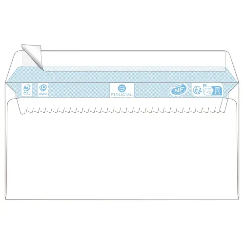500 Enveloppes blanches 110 x 220 - 80g - Bande silicon&eacute;e - Fiducial 