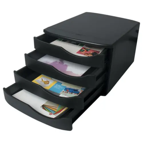 Module de classement re-solution 4 tiroirs 216x300x375 mm noir