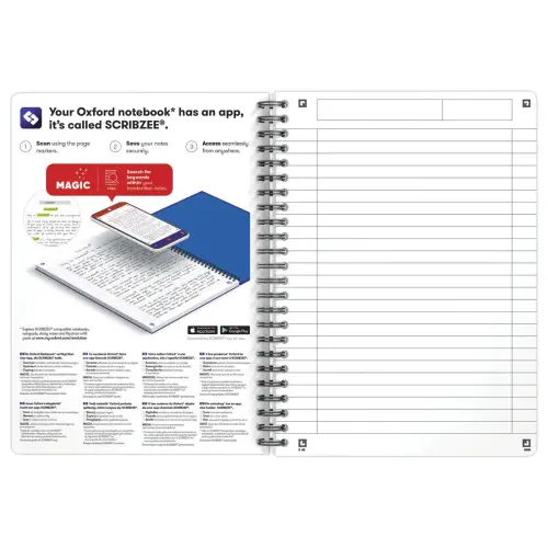Cahier Oxford Oceanis int A5 180 pagesligné 7mm PP