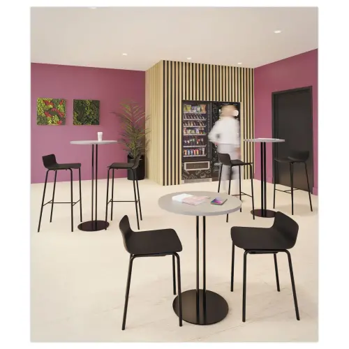 Tabouret haut H 75 cm POPP dossier basnoir