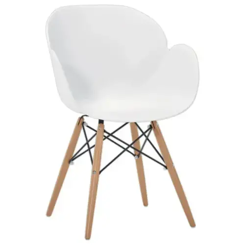 2 fauteuils PETALES pied hêtre assise blanche montés