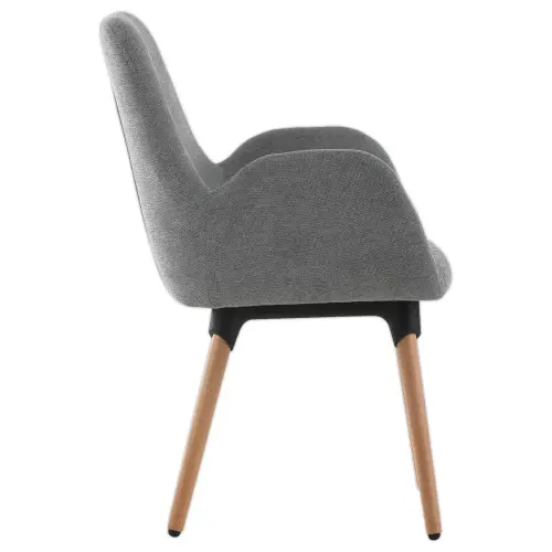 2 Fauteuils Tissu gris 4 pieds bois vernis mont&eacute;s 