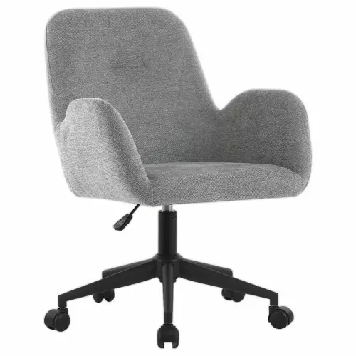 2 Fauteuils Tissu gris pi&eacute;tement &agrave; roulettes mont&eacute;s 