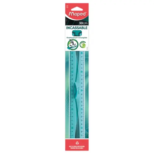 Triple-décimètre incassable - 20 cm - Bleu ou vert - Maped