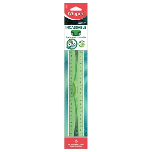 Triple-décimètre incassable - 20 cm - Bleu ou vert - Maped