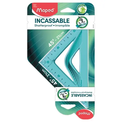 Equerre 45&deg; hypot&eacute;nuse 21 cm - INCASSABLE - Maped 