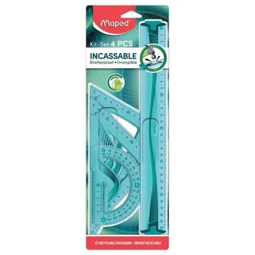 Kit 4 instruments incassables, colorisassortis bleu ou vert - Maped 