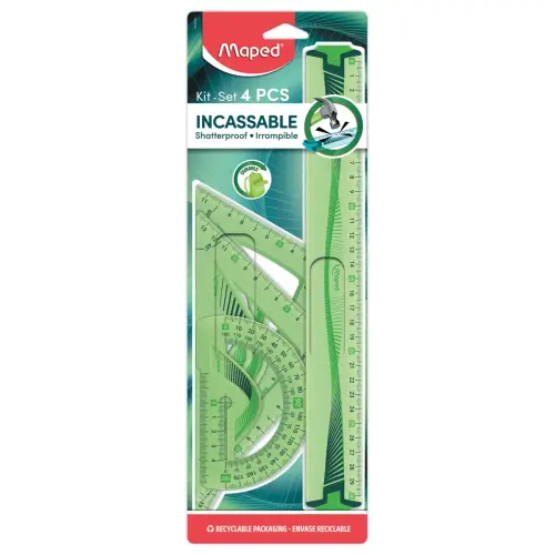 Kit 4 instruments incassables, colorisassortis bleu ou vert - Maped 