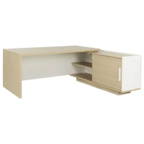 Bureau BARI Retour droit 180 cm chêne structuré / blanc monté