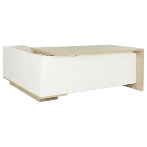 Bureau BARI Retour droit 180 cm chêne structuré / blanc monté
