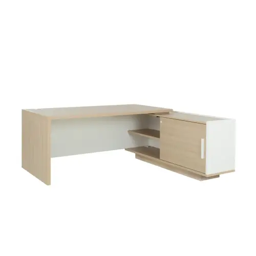 Bureau BARI Retour gauche 180 cm chênestructuré / blanc monté