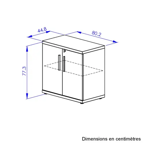 Meuble de rangement bas BARI 2 portes ch&ecirc;ne structur&eacute; mont&eacute; 