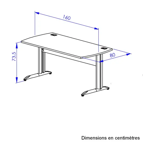 Bureau BREST 160 cm chêne du bocage anthracite pieds en métal monté