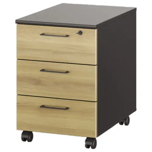 Caisson mobile 3 tiroirs BREST chêne du bocage anthracite monté