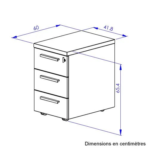 Caisson mobile 3 tiroirs BREST chêne du bocage anthracite monté