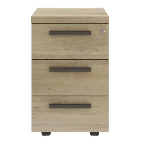 Caisson mobile 3 tiroirs BREST chêne du bocage anthracite monté